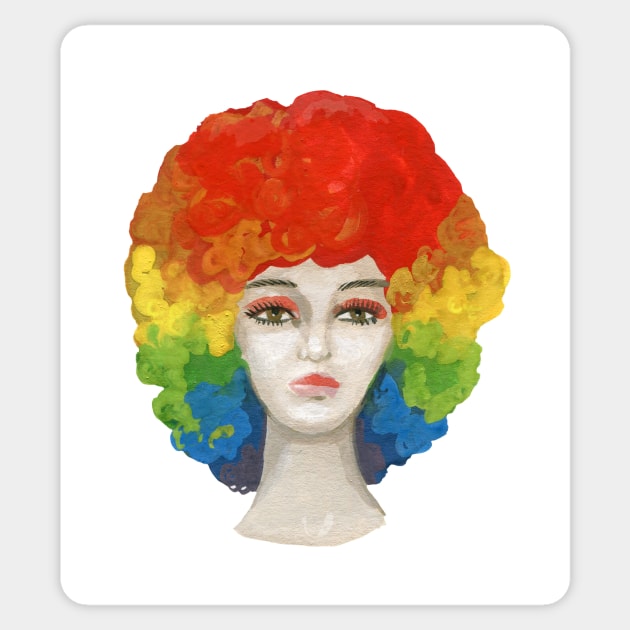 Rainbow wig 70-s vibes Sticker by argiropulo